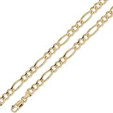 14K Solid Yellow Gold Figaro Chain Necklace 6mm (15/64 in.) - 26 in.