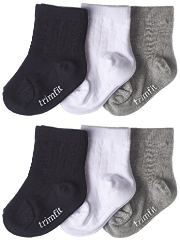 Trimfit Baby Boy Rib Textured Non-Skid Booties 6-Pack