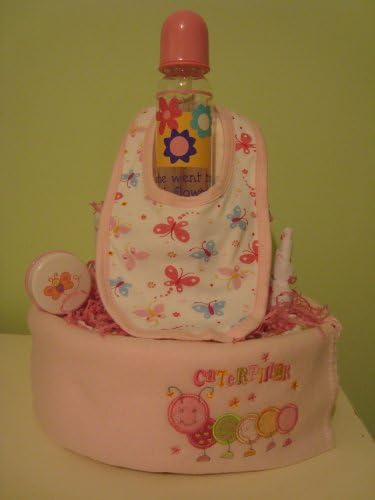 "Caterpillar in the Garden" 3 Layer Baby Girl Diaper Cake - Comes Decoratively Wrapped Making it a Great Gift or Shower Centerpiece - Other Gift Options Also Available