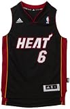 Youth Size LeBron James Miami Heat #6 Jersey Road Black Swingman Revolution 30 Sewn Letters & Numbers