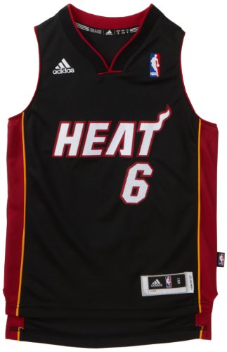 Youth Size LeBron James Miami Heat #6 Jersey Road Black Swingman Revolution 30 Sewn Letters & Numbers