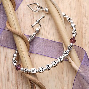Personalized My Kids Swarovski Crystal Multi-Strand Bracelet - 1 Name