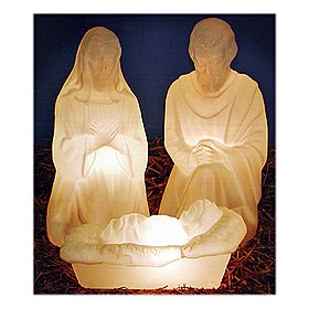 3 piece Outdoor Lighted Plastic Holy Family Nativity Set for Yard
