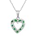 STUNNING 14K WHITE GOLD DIAMOND AND EMERALD HEART PENDANT