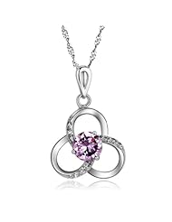 Honeystore Girls Austria Crystal Nickle Free 925 Sterling Silver White Gold Plated Neckalce Color White Purple