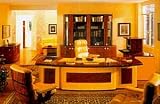 Beige Executive Desk Side Desk And Drawer Box