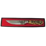 4 Pc Buck Stag Steak Knife in Box With Blade Etched Deer by 