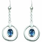 2.00 Ct.T.W. Genuine Oval Shape London Blue Topaz in Pure Sterling Silver Earrings