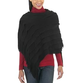 Ruffle-Knit Acrylic Wrap - Black