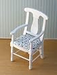 Dollhouse Miniature White Arm Chair with Floral Seat