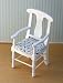 Dollhouse Miniature White Arm Chair with Floral Seat