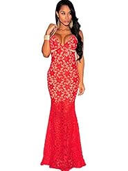 Sexy Mermaid Illusion Backless Fitted Lace Open-Back Floral Print Polyester Evening Dress 