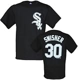 Men`s Chicago White Sox #30 Nick Swisher `Name and Number` S/S Black Tee