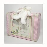 Child to Cherish Gingham Suitcase with Blanket and Rattle in Pink