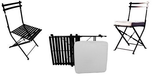 PTC Home & Garden Folding Dining Chair with Cushion, Black