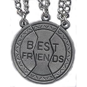 Best Friends 3-piece Break Apart Heart Silver Tone Charm 20" Steel Necklace