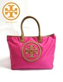 アウトレット品 TORY BURCH （トリーバーチ） スタッズ ナイロンキャンバストートバッグ DEEP ROSE【並行輸入品】