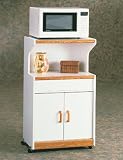 Microwave Workcenter In White with Oak Trim Finish By Ameriwood Furniture