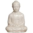 White Ceramic Buddha Statue with Crackle Finish