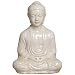 White Ceramic Buddha Statue with Crackle Finish