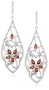 Platinum Plated Sterling Silver Garnet and Diamond Accent Dangle Earrings