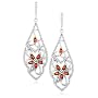 Platinum Overlay Sterling Silver Garnet w/ Diamond Accent Dangle Earrings