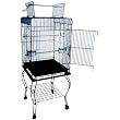 New Parrot Bird Cage Plays W/stand on Wheels 20x20x58, Black