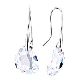 Clear Semi-Circle Swarovski Crystal Dangle Earrings