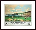 Art Poster Wood Framed Print - Vintage Golf - Golf in Northern Ireland - Artist: unknown- Poster Size: 28 X 22