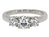 18k White Gold Round Diamond 3-Stone Ring (GIA Certified 0.7 ct center, 1.32 cttw, F Color, VS2 Clarity), Size 6