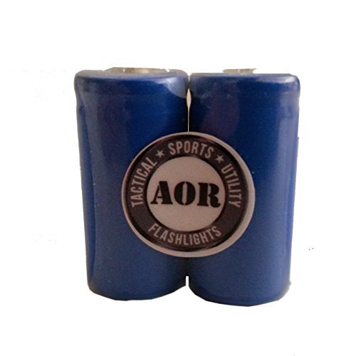 AOR Power Blue Rechargeable 3.7 Volt Ultra-Fire Li-Ion Battery 16340, 2 Pack