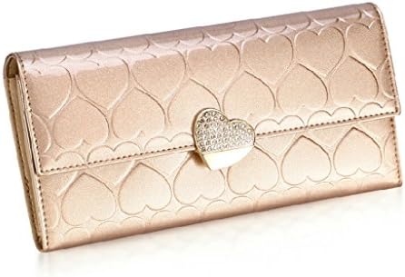 Cuzbingo Evening Bags Clutches Wedding Handbag Long Purses with Crystal Love Heart