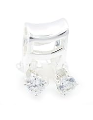 Pro Jewelry .925 Sterling Silver " Music Note w/CZ " Charm Bead Compatible with Pandora Chamilia Kay Troll Bracelet