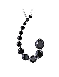 925 Sterling Silver Round Journey Black Cubic Zirconia Graduated Pendant/Necklace 18 Inches 925 Silver Chain