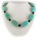 Turquoise Nuggets Black Onyx Sterling Silver Necklace 971