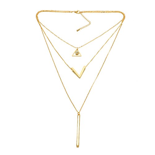 Onnea Layered Vertical Bar Pendant Charms Necklace