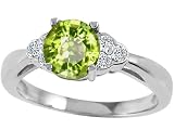 1.37 cttw Genuine Peridot and Diamond Engagement Ring LIFETIME WARRANTY