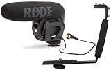 Rode VideoMic Pro - Compact Directional On-camera Shotgun Microphone with Free Polaroid Camcorder/DSLR Camera Bracket Features 2 Shoe Mounts with Molded Ergonomic Grip
