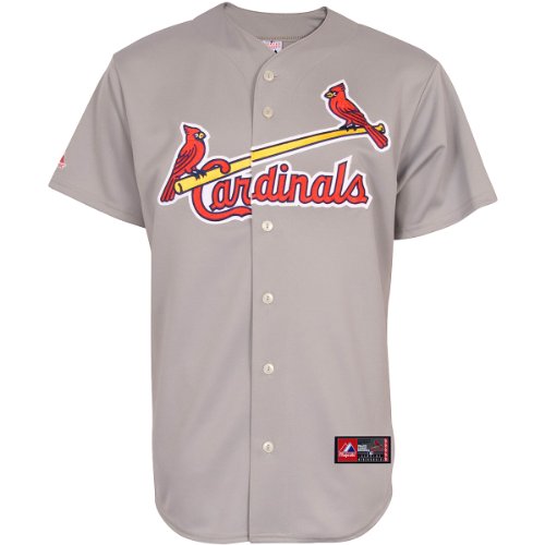 MLB Men's St.Louis Cardinals Yadier Molina Road Gray Short Sleeve 6 Button Synthetic Replica Baseball Jersey  (Road Gray, Small) On Sale