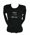BOO WITH GHOST Halloween Long Sleeve Adult Shirt in Black