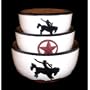 3pc Cowboy Western Serving Mixing Bowls Set Salad
