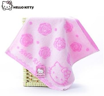 Generic-High-grade towel Hello Kitty Cartoon Hand towel 100% Cotton Children towel 34*34cm , Blushing Pink,hight quality