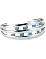 Dean Davidson "RUNWAY" Silver Turquoise Checkered Cuff Bracelet