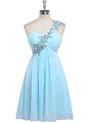 Backless One Shoulder Chiffon Cocktail Homecoming Dress/Prom Dress/Party Dress 