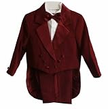 Burgundy & White Boys & Baby Boys Tuxedo Suit, Special occasion suit, Tailcoat, Pants, Shirt, Bowtie & Cummerbund