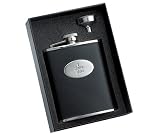 Black Leather Whiskey Flask Gift Set - Special Occasion Gift