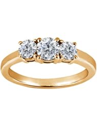 0.84 Ct Round H/I Diamond G/H Diamond 14K Yellow Gold Ring