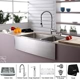 Farmhouse 33 Kitchen Sink with Faucet and Soap Dispenser