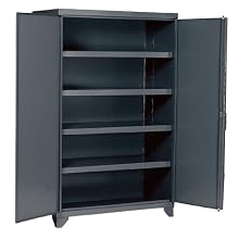Edsal EHD7848 Industrial Gray 14 Gauge Steel Storage Cabinet, 4 Adjustable Shelves, 1600 lb. Capacity, 78" Height x 48" Width x 24" Depth