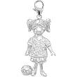 14K White Gold Diamond Girl Soccer Player Charm